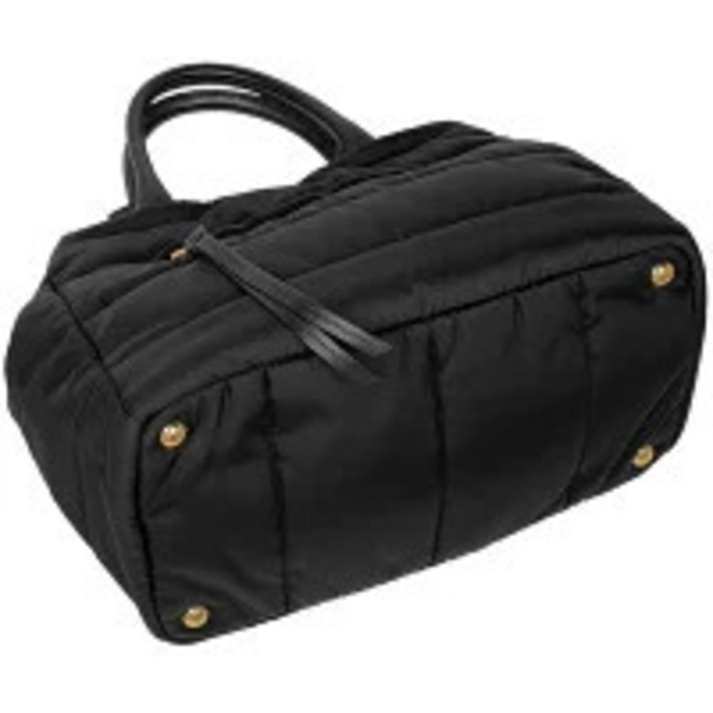Prada accent quilted bow bow handbag black Tessuto prominent